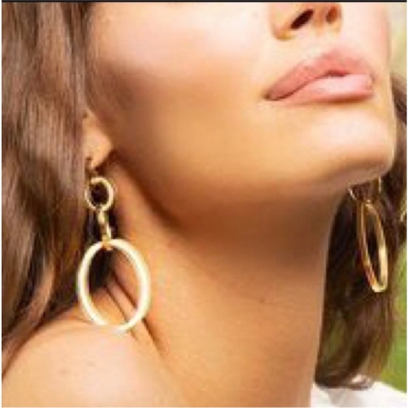 Vita Fede Cassio Hoop Earrings Gold Stainless Steel Interlocking Interchangeable - Picture 2 of 11